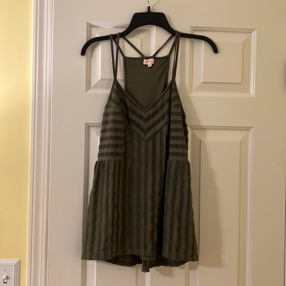 Pixley double strap, fully lined olive green tank, size small